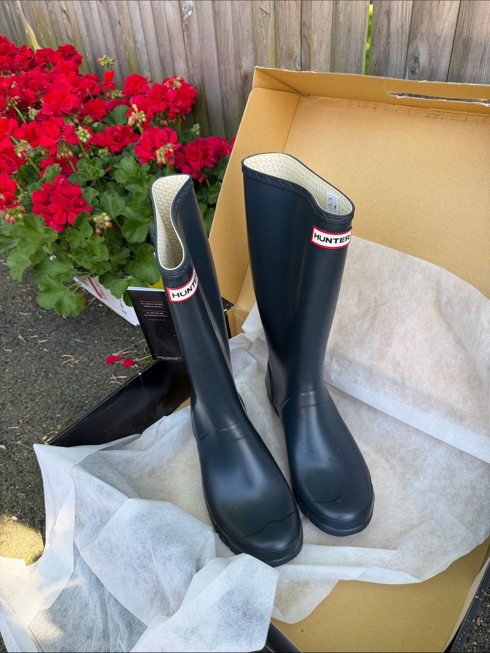 Hunter Navy Boot with Red Logo Accent